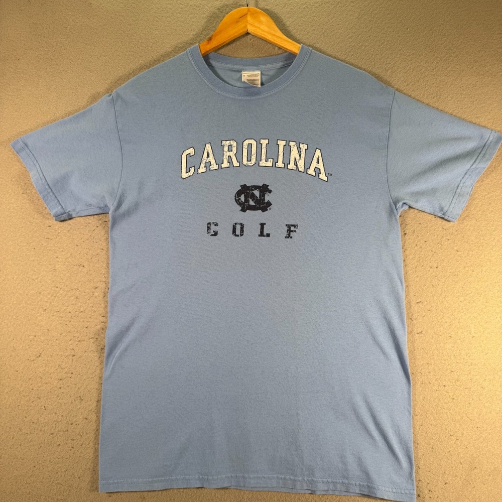 Vintage North Carolina‎ Tar Heels Golf T-Shirt Adult Medium Blue NCAA Sports Y2K